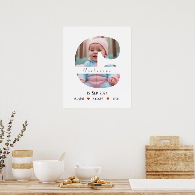 Personlig Baby Alphabet Brev - C - Poster (Kök)