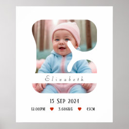Personlig Baby Alphabet Brev - E - Poster