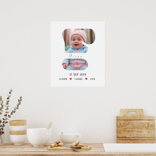 Personlig Baby Alphabet Brev - F - Poster (Kök)