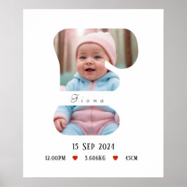 Personlig Baby Alphabet Brev - F - Poster
