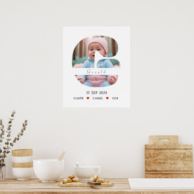 Personlig Baby Alphabet Brev - G - Poster (Kök)