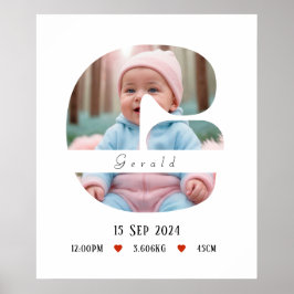 Personlig Baby Alphabet Brev - G - Poster