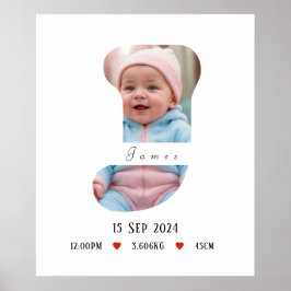 Personlig Baby Alphabet Brev - J - Poster