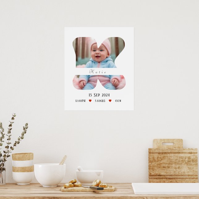 Personlig Baby Alphabet Brev - K - Poster (Kök)