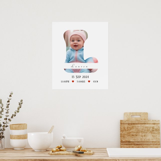 Personlig Baby Alphabet Brev - L - Poster (Kök)