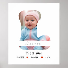Personlig Baby Alphabet Brev - L - Poster
