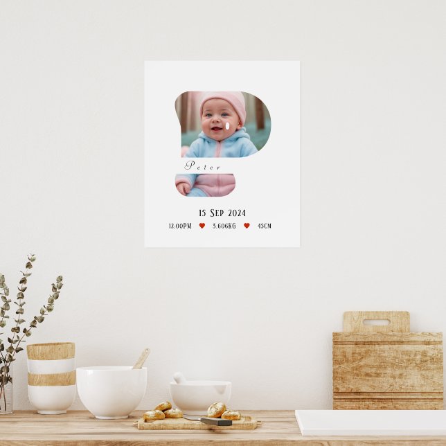 Personlig Baby Alphabet Brev - P - Poster (Kök)