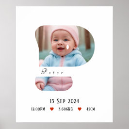 Personlig Baby Alphabet Brev - P - Poster