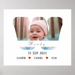 Personlig Baby Alphabet Brev - W - Poster