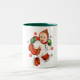 Personlig Baby Ansikte Photo Knubbig Santa Santa Två-Tonad Mugg