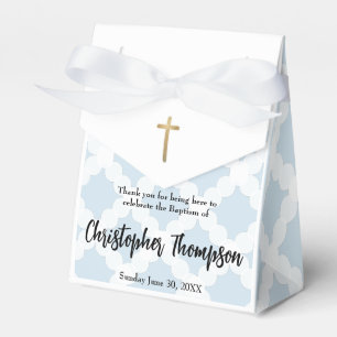 Personlig Baby Baptism Guld Kor Blue mönster Presentaskar