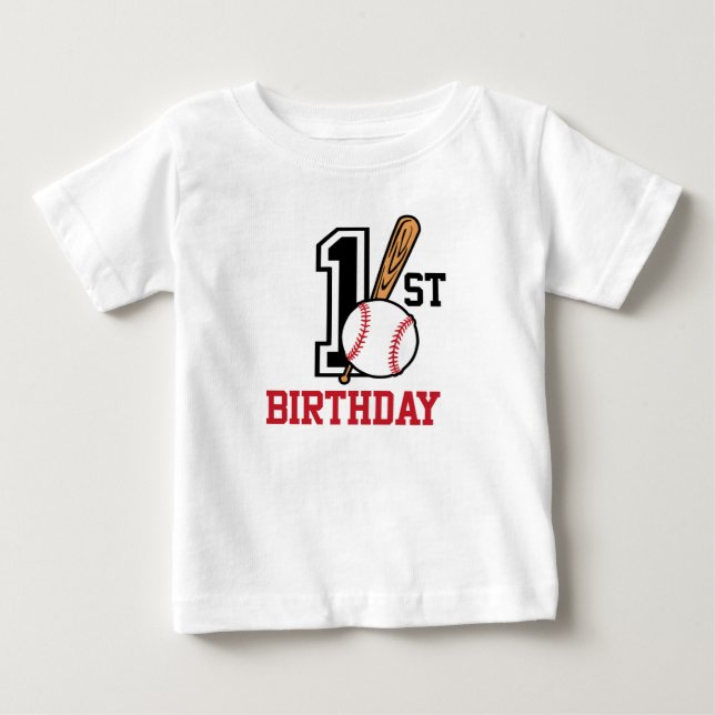 Personlig baby baseball t-shirt 1:a födelsedag (Framsida)