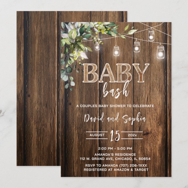 Personlig Baby Bash Bebis Shower Inbjudningar (Fram/baksida)