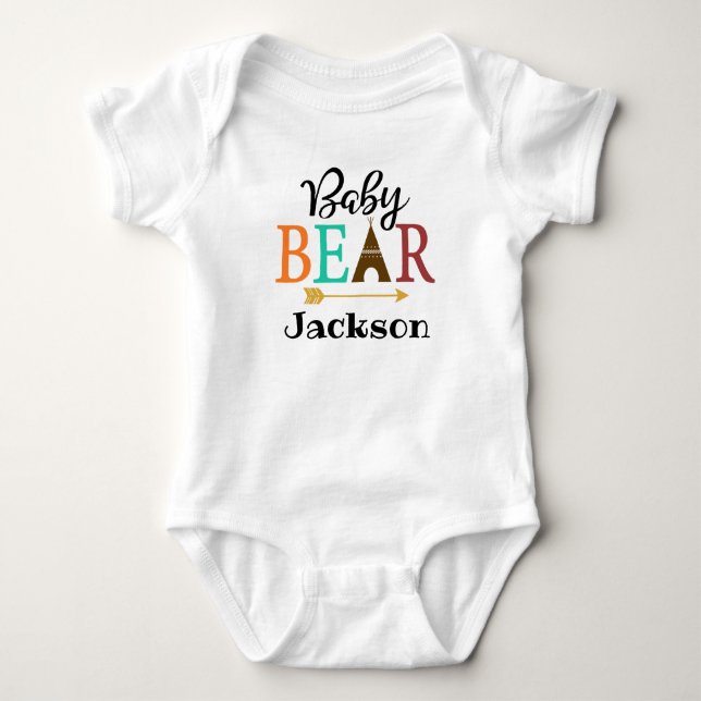 Personlig Baby Bear Boho Tribal T Shirt (Framsida)