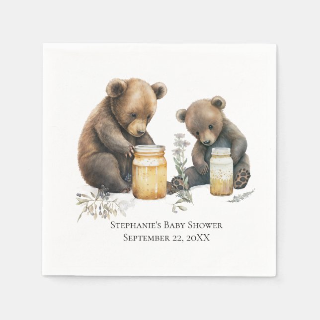 Personlig Baby Bear's Baby Shower Pappersservett (Framsidan)