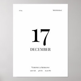 Personlig Baby Birance Poster - Minimalistisk desi