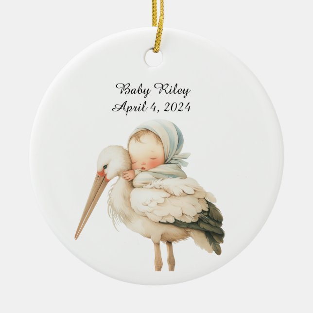 Personlig Baby Birth Notification Ornament (Framsidan)