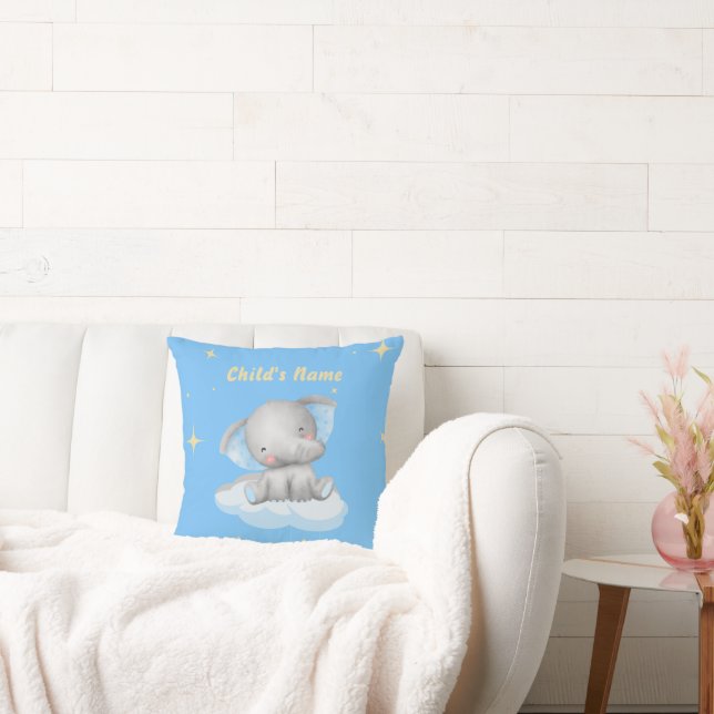Personlig Baby blue Elephant Dekorativ kudde (Soffa)