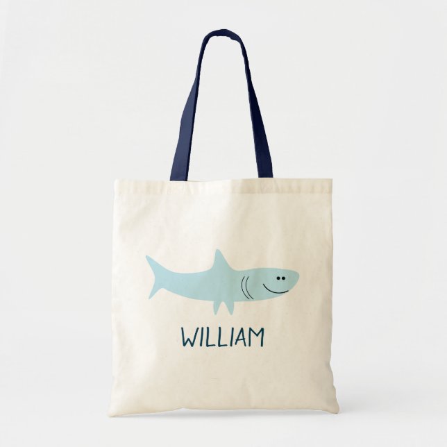 Personlig Baby blue Shark Tygkasse (Framsidan)