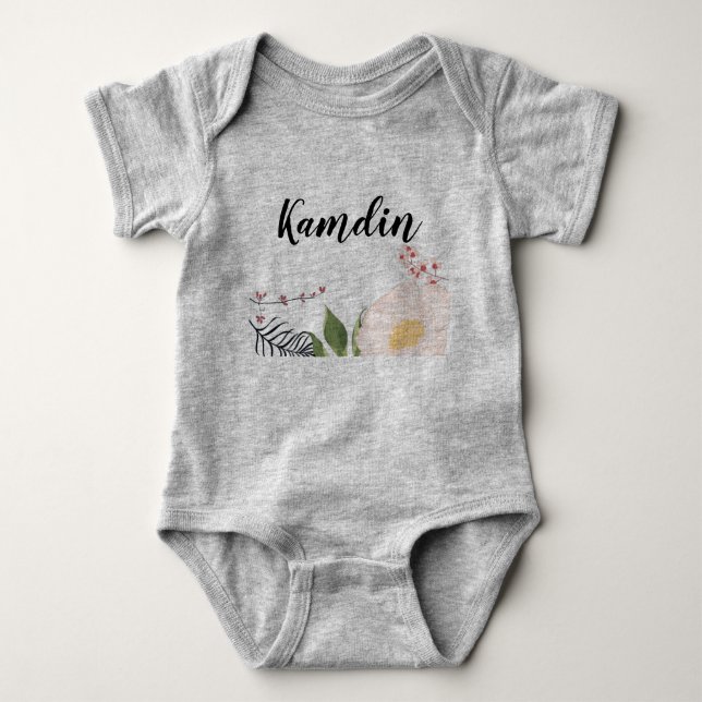 Personlig Baby Body Kostym Baby Rosa Cosmos på Wh T Shirt (Framsida)