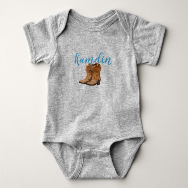 Personlig Baby Body Kostym Blue Wood Barn Door Bo T Shirt (Framsida)