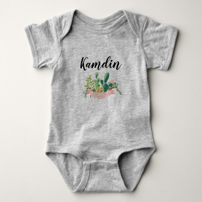 Personlig Baby Body Kostym Bohemian Cactus Succul T Shirt (Framsida)