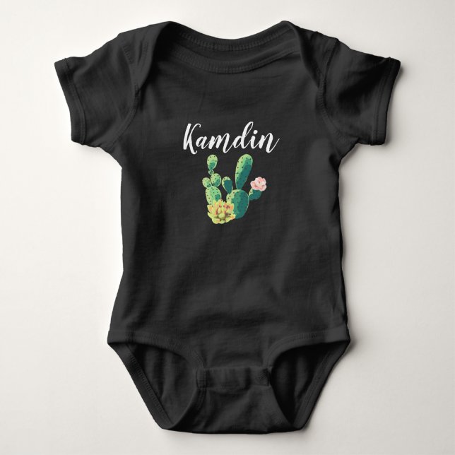 Personlig Baby Body Kostym Bohemian Cactus Succul T Shirt (Framsida)