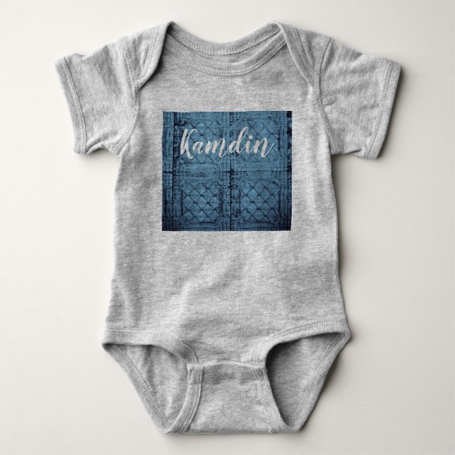Personlig Baby Body Kostym Rustic Tin Panel Ceili T Shirt (Framsida)