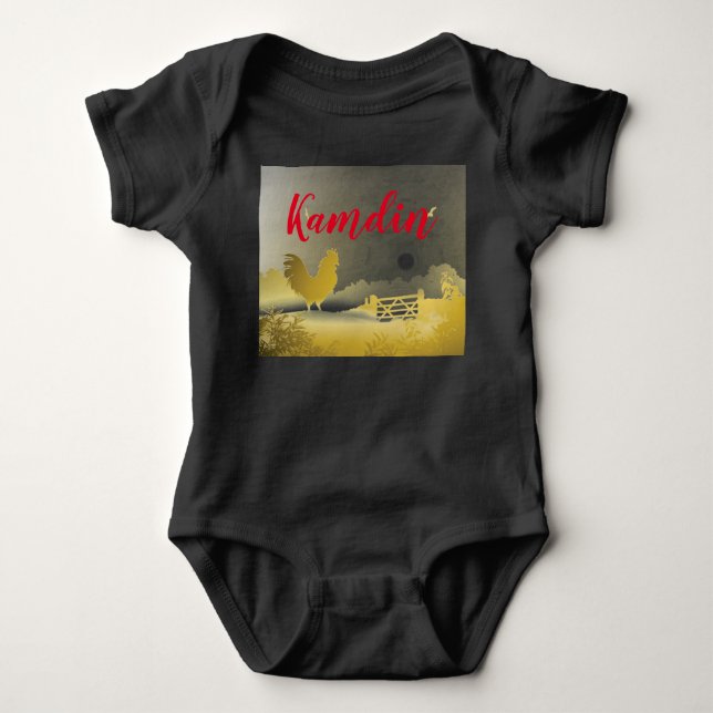 Personlig Baby Body Kostym Sunny God morgon Farm C T Shirt (Framsida)