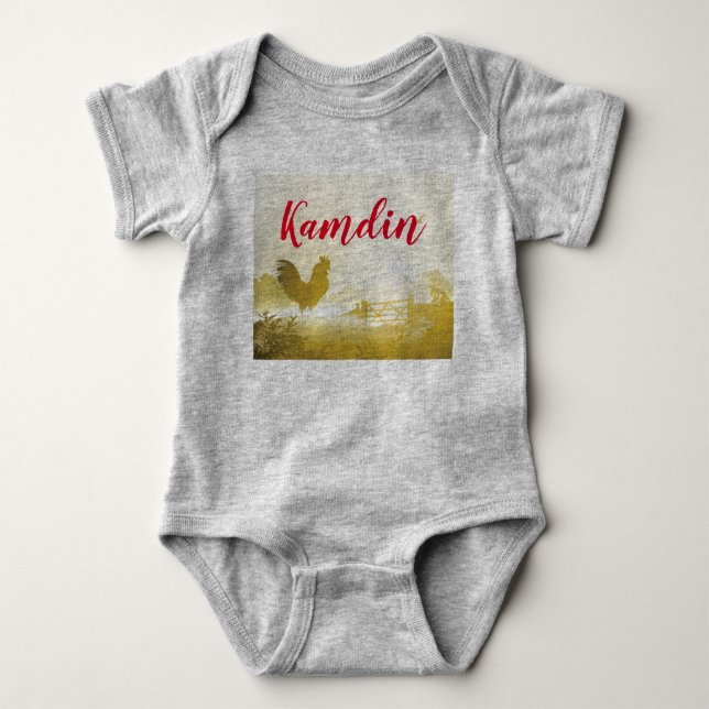 Personlig Baby Body Kostym Sunny God morgon Farm C T Shirt (Framsida)