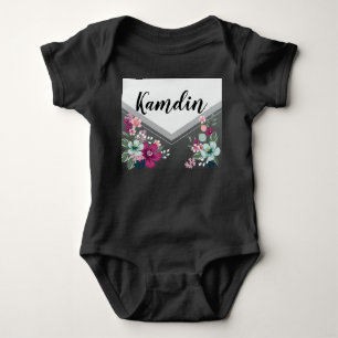 Personlig Baby Body Kostym Tropical Flowers on Bl T Shirt