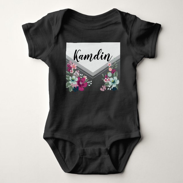 Personlig Baby Body Kostym Tropical Flowers on Bl T Shirt (Framsida)