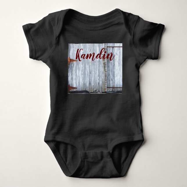 Personlig Baby Body Kostym White Tvättar Wood Barn T Shirt (Framsida)