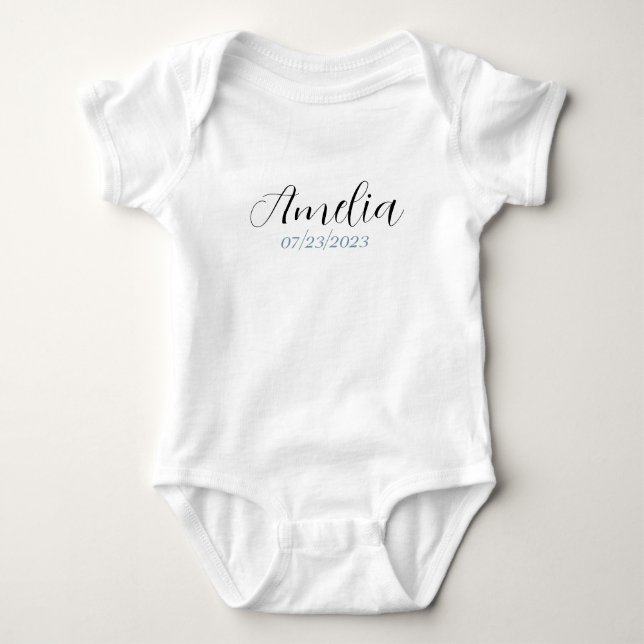 Personlig Baby Bodykostym - eget namn och födelsed T Shirt (Framsida)