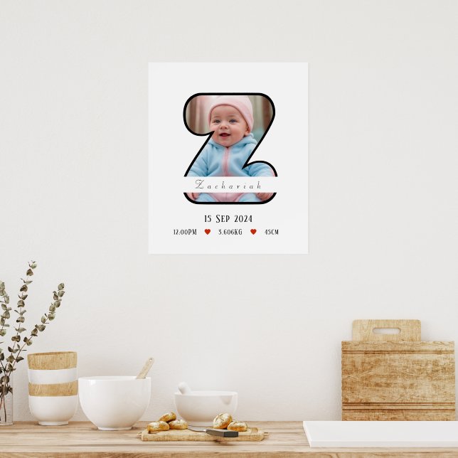 Personlig Baby Brev Z med Gräns Poster (Kök)