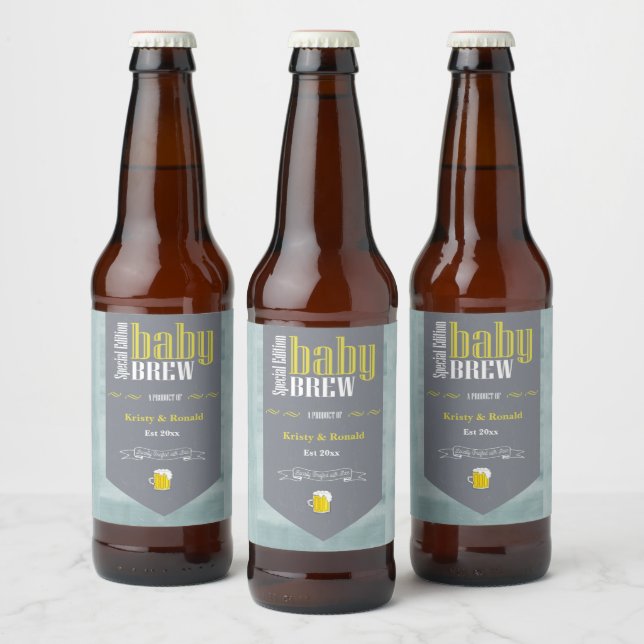 Personlig Baby Brew Beer Label Funny Shower Ölflaska Etikett (Flaskor)
