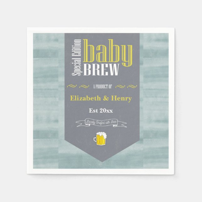 Personlig Baby Brew Beer Label Funny Shower Pappersservett (Framsidan)