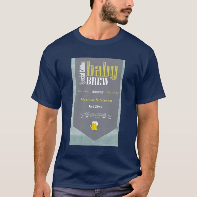 Personlig Baby Brew Beer Label Funny Shower T Shirt (Framsida)