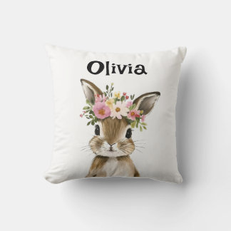 Personlig Baby Bunny med Blommigt Utandning Kudde