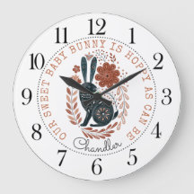 Personlig Baby Bunny Rabbit Nursery Large Clock