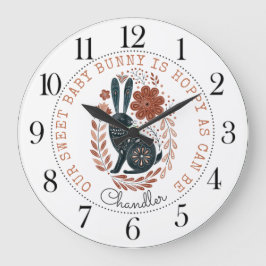 Personlig Baby Bunny Rabbit Nursery Large Clock Stor Klocka