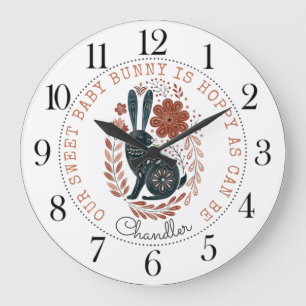 Personlig Baby Bunny Rabbit Nursery Large Clock Stor Klocka
