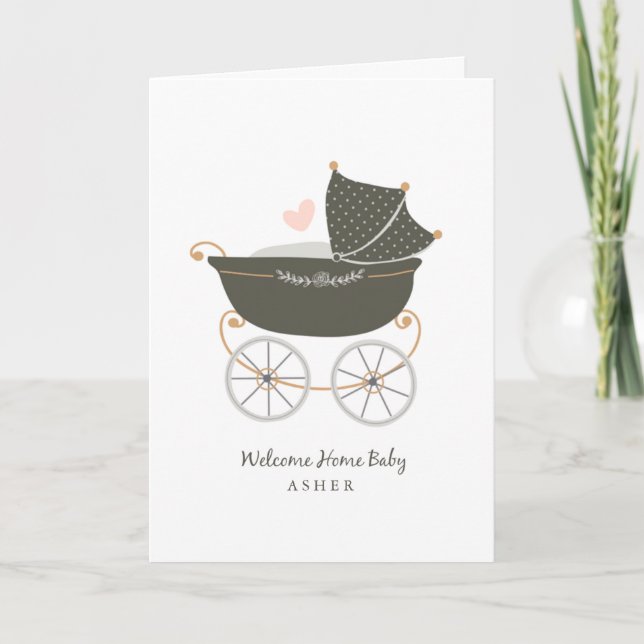 Personlig Baby Carriage Kort (Framsida)