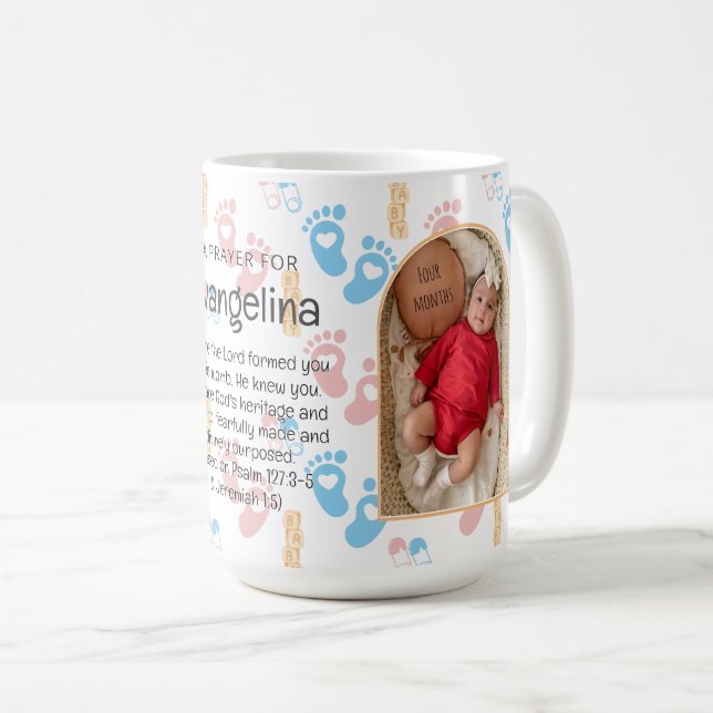 Personlig Baby Christian Prayer Keepsaké Kaffemugg (Framsida höger)
