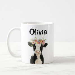 Personlig Baby Cow med Blommigt Utandning Kaffemugg