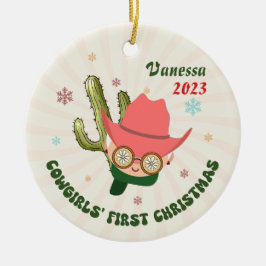 Personlig Baby Cowgirl Första jul Julgransprydnad Keramik
