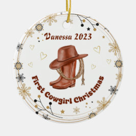 Personlig Baby Cowgirl's First jul Julgransprydnad Keramik