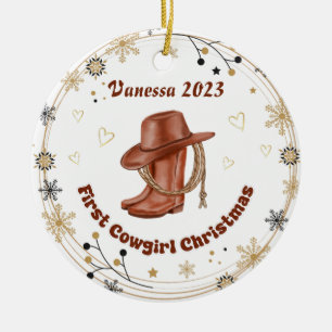 Personlig Baby Cowgirl's First jul Julgransprydnad Keramik