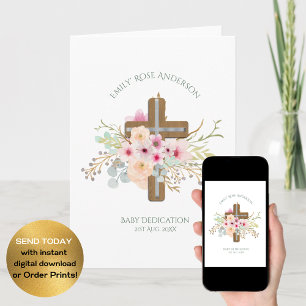 Personlig BABY Dedication Blommigt Kor Kort