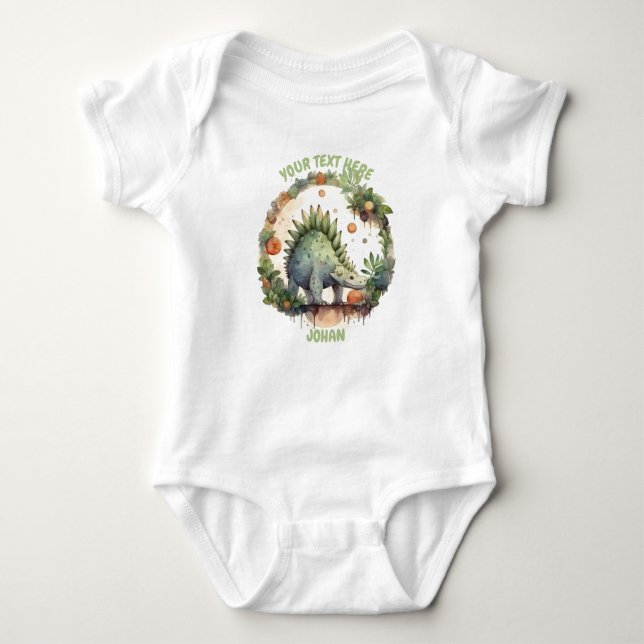 Personlig Baby Dinosaur-kroppsdräkt T Shirt (Framsida)
